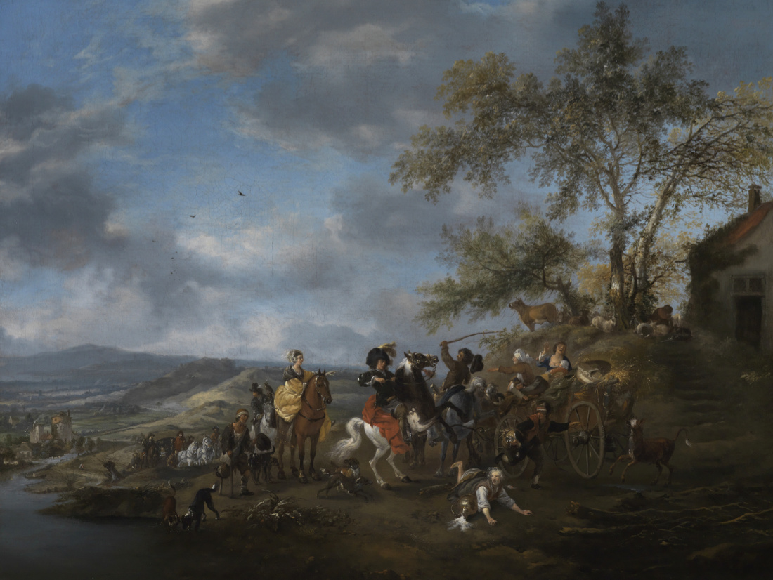 Portfolio Gemälde: Landschaft mit Reitern und Tieren