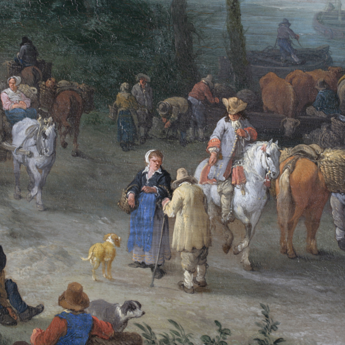 Gemälde: Personengruppe mit Pferden