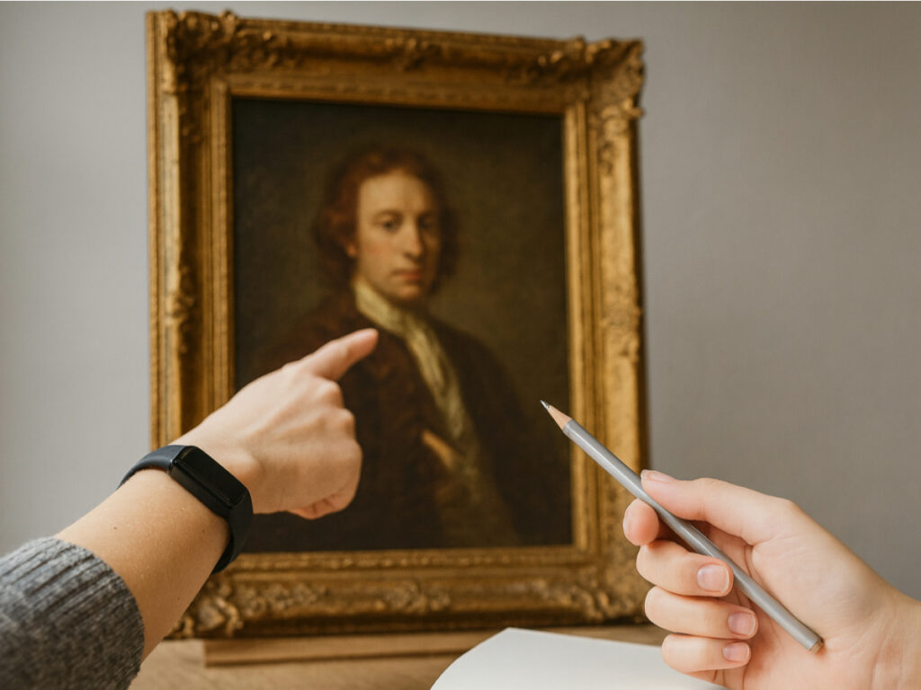 Gemälde mit zwei zeigenden Händen