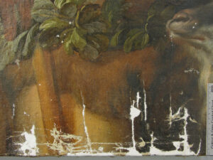 Portfolio 15 Gemälde Bacchus, Detail Unterseite, nach der Kittung